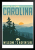 North Carolina Welcome To Adventure Retro Travel Art Print Stand or Hang Wood Frame Display Poster Print 9x13