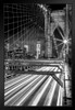 Brooklyn Bridge New York City Skyline At Night Black And White Photo Photograph Art Print Stand or Hang Wood Frame Display Poster Print 9x13