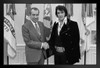 President Richard Nixon Meets the King American Pop Culture History 1970 White House Photo Funny Iconic Image Music Richard Nixon Poster Classic Rock n Roll Stand or Hang Wood Frame Display 9x13