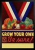 WPA War Propaganda Grow Your Own Garden For Victory Red White Blue Ribbon Vegetables Art Print Stand or Hang Wood Frame Display Poster Print 9x13