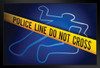 Crime Scene Tape Homicide Dead Body Outline Art Print Stand or Hang Wood Frame Display Poster Print 13x9