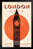 London City Big Ben Retro Travel Art Print Stand or Hang Wood Frame Display Poster Print 9x13