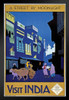 Visit India Moonlight Vintage Travel Art Print Stand or Hang Wood Frame Display Poster Print 9x13