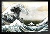 Funny Surfing The Great Wave Humor Katsushika Hokusai Poster Traditional Japanese Art Wall Decor Woodblock Art Nature Asian Art Kanagawa Print Hokusai Paintings Stand or Hang Wood Frame Display 9x13