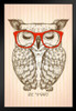 Hipster Owl Dressed In Red Glasses Be Smart Vintage Graphic Bird Pictures Wall Decor Feather Prints Wall Art Nature Wildlife Animal Bird of Prey Bird Prints Stand or Hang Wood Frame Display 9x13