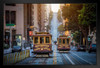 San Francisco Cable Cars on Street at Sunrise Photo Photograph Art Print Stand or Hang Wood Frame Display Poster Print 13x9