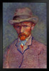 Vincent Van Gogh Self Portrait with Grey Felt Hat Van Gogh Wall Art Impressionist Portrait Painting Style Fine Art Home Decor Realism Decorative Wall Decor Stand or Hang Wood Frame Display 9x13