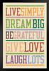 Live Simply Dream Big Cream Multi Art Print Stand or Hang Wood Frame Display Poster Print 9x13