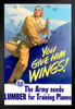 WPA War Propaganda You Give Him Wings The Army Needs Lumber For Training Planes Art Print Stand or Hang Wood Frame Display Poster Print 9x13
