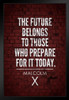 Malcolm X The Future Belongs to Those Who Prepare for It Today Motivational Civil Rights Black History Red Brick Stand or Hang Wood Frame Display 9x13