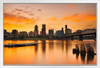 Portland Oregon City Skyline at Sunset Reflection Photo Photograph Landscape Pictures Ocean Scenic Scenery Nature Photography Paradise Scenes White Wood Framed Art Poster 20x14