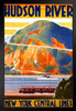 New York Hudson River Central Lines Train Railroad Valley River Vintage Illustration Travel Art Print Stand or Hang Wood Frame Display Poster Print 9x13