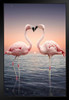 Pink Flamingoes Standing Face to Face Love Flamingo Prints Flamingo Wall Decor Beach Theme Bathroom Decor Wildlife Print Pink Flamingo Bird Exotic Beach Poster Stand or Hang Wood Frame Display 9x13