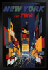 New York Fly TWA Vintage Travel Art Print Stand or Hang Wood Frame Display Poster Print 9x13