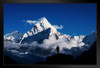 Man Hiking Silhouette In Mount Everest Himalayan Mountains Photo Art Print Stand or Hang Wood Frame Display Poster Print 13x9