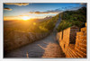 Sunset Over the Great Wall of China Photo Photograph White Wood Framed Poster 20x14