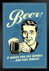 Beer! It Makes You See Double and Feel Single! Retro Humor Art Print Stand or Hang Wood Frame Display Poster Print 9x13