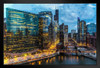 Chicago Skyline Along River at Sunset Photo Photograph Art Print Stand or Hang Wood Frame Display Poster Print 13x9
