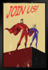 Superhero Couple Recruitment Propaganda Style Art Print Stand or Hang Wood Frame Display Poster Print 9x13