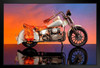 Scaled Vintage Chopper Motorcycle with Saddlebags Photo Photograph Art Print Stand or Hang Wood Frame Display Poster Print 13x9