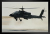 Military AH 64 Apache Attack Combat Helicopter Landing Photo Photograph Picture Modern Wood Frame Display 9x13