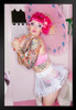 Hot Tattooed Woman Pink Glasses Holding Parasol Photo Photograph Art Print Stand or Hang Wood Frame Display Poster Print 9x13