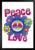 Colorful Peace and Love with Flowers Illustration Art Print Stand or Hang Wood Frame Display Poster Print 9x13