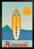 Retro Style Hawaii Surfing Surfboard Travel Art Print Stand or Hang Wood Frame Display Poster Print 9x13