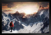 Lone Climber Watching a Mountain Sunset Photo Photograph Art Print Stand or Hang Wood Frame Display Poster Print 13x9