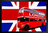 UK United Kingdom Flag With London Bus British Culture Art Print Stand or Hang Wood Frame Display Poster Print 9x13