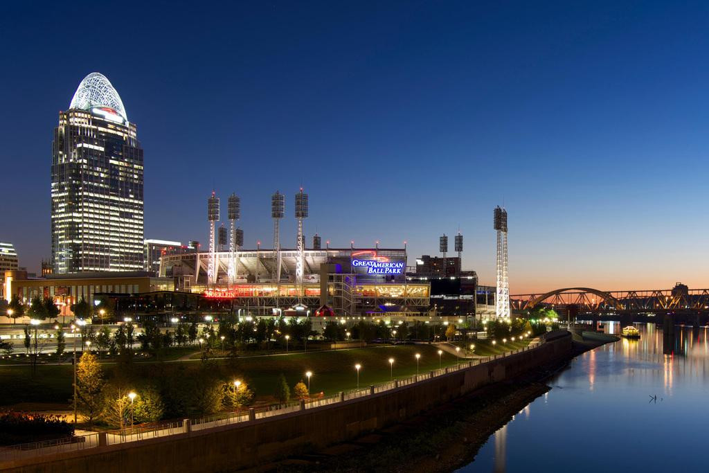 Cincinnati Skyline With Great American Ball Park Photo Art Print Cool Wall Art Laminated Dry Erase Sign Poster 36x24 Poster Foundry