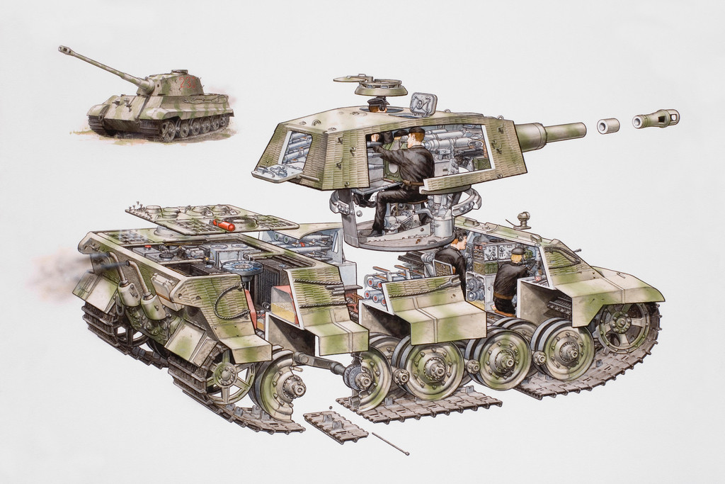 Cross section German World War II Tiger II Tank Cool Wall Art