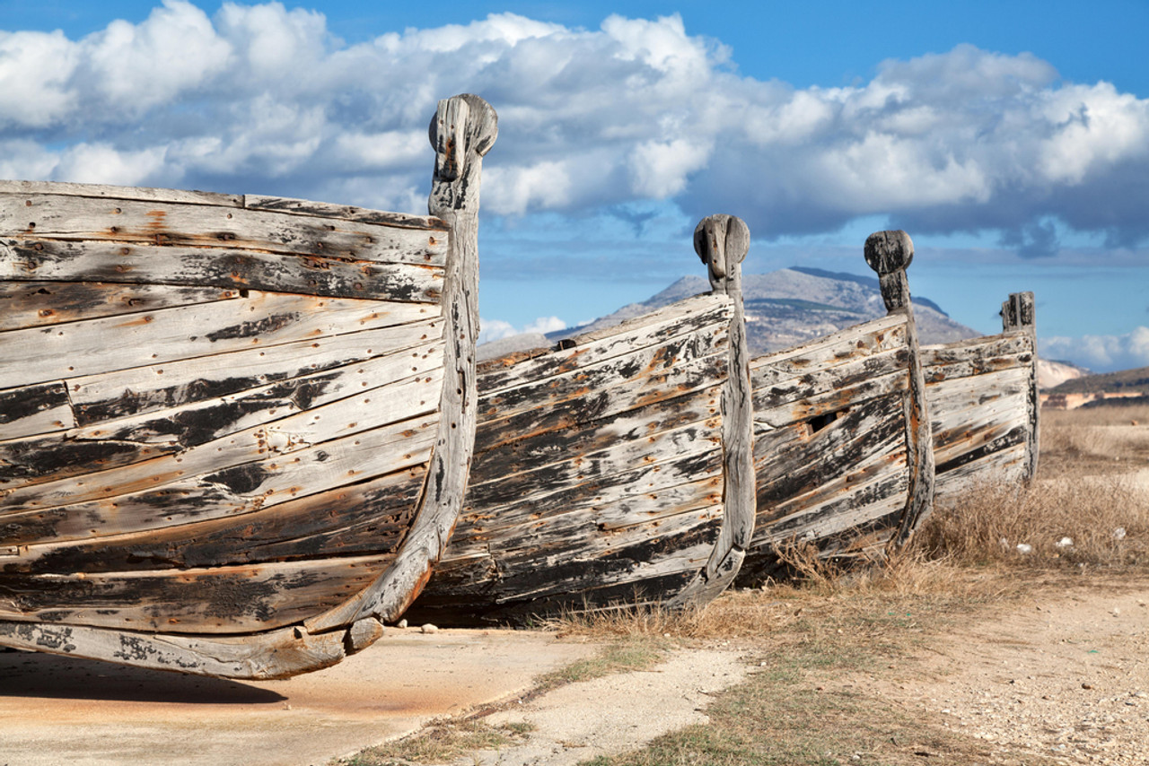 Old Wooden Sicilian Fishing Boats Photo Photograph Cool Wall Decor