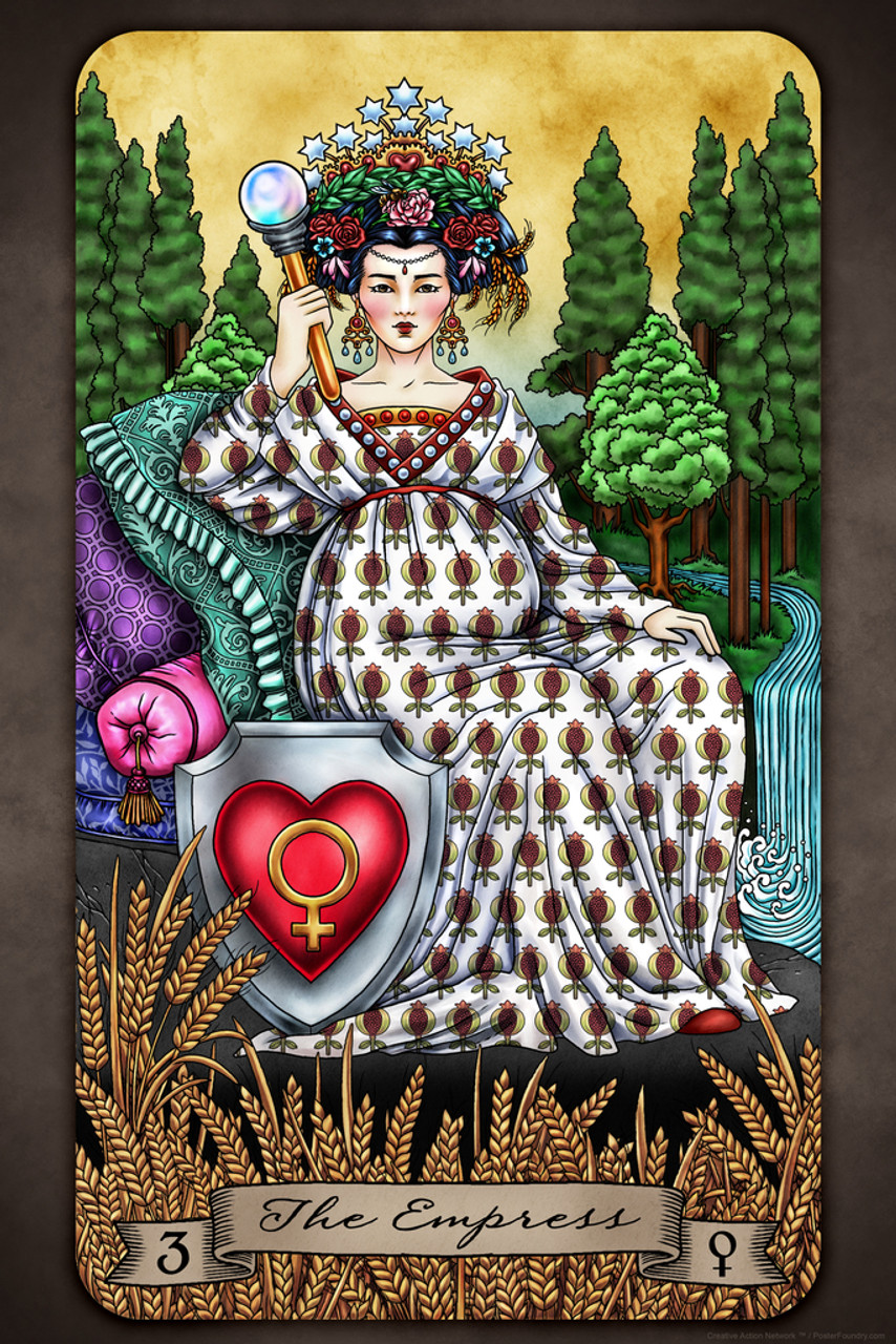 The Empress Tarot Card by Brigid Ashwood Luminous Tarot Deck Major Arcana Witchy New Age Diversity Cool Decor Art Print Poster 12x18 - Poster