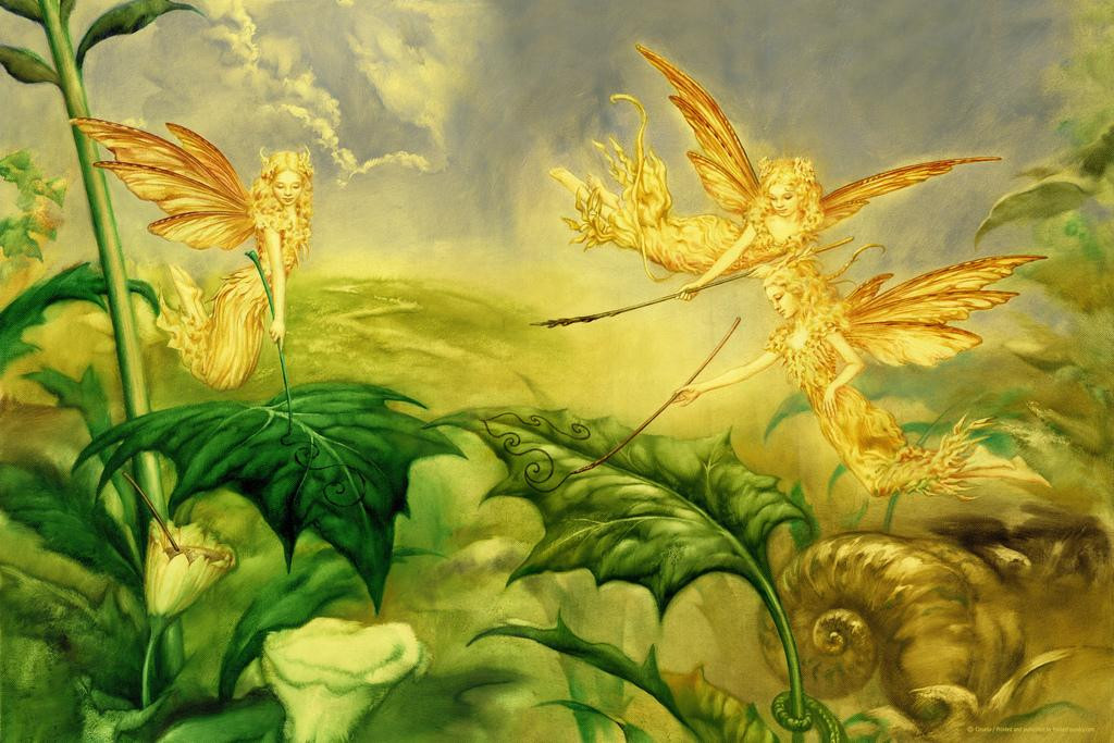 Hadas Artistas Fairies Drawing On Leaves Flower Garden Dragon By hadas-artistas-fairies-drawing-on-leaves-flower-garden-dragon-by