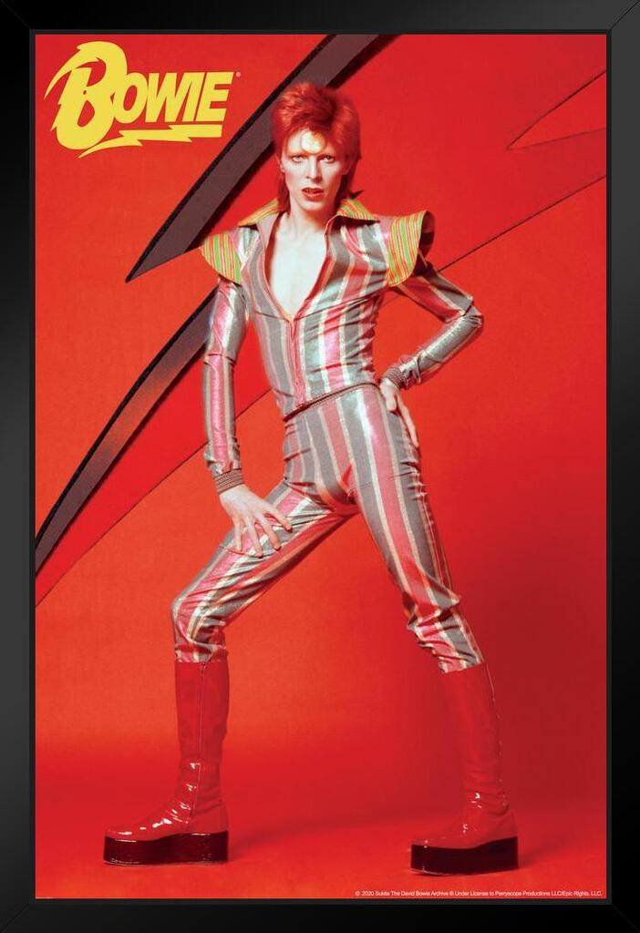 David Bowie Glam Rock 1973 Aladdin Sane Tour Music Art Print Stand