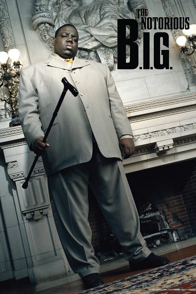 Laminated Notorious BIG Portrait With Cane Biggie Smalls Rapper
