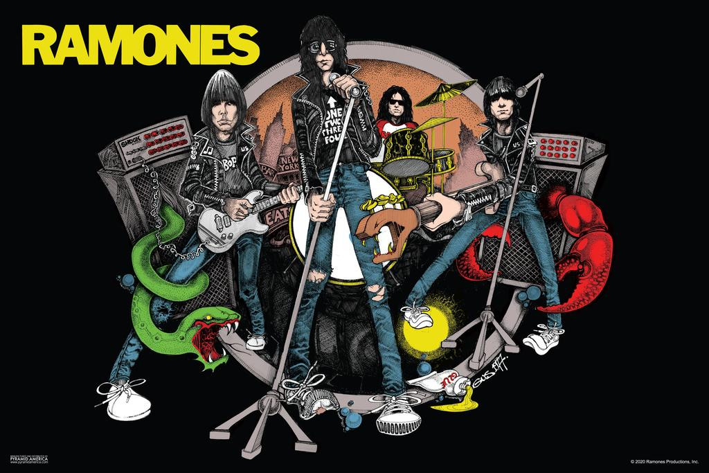 The Ramones Road to Ruin Album Cover Band Sketch Cartoon Retro