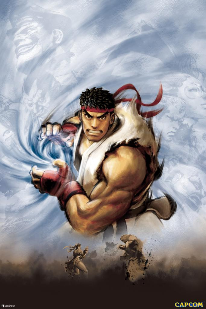 ストリートファイター リュウポスターby Artgermサイン入り Street Fighter Ryu Art CAPCOM Video Game Merchandise Gamer Classic