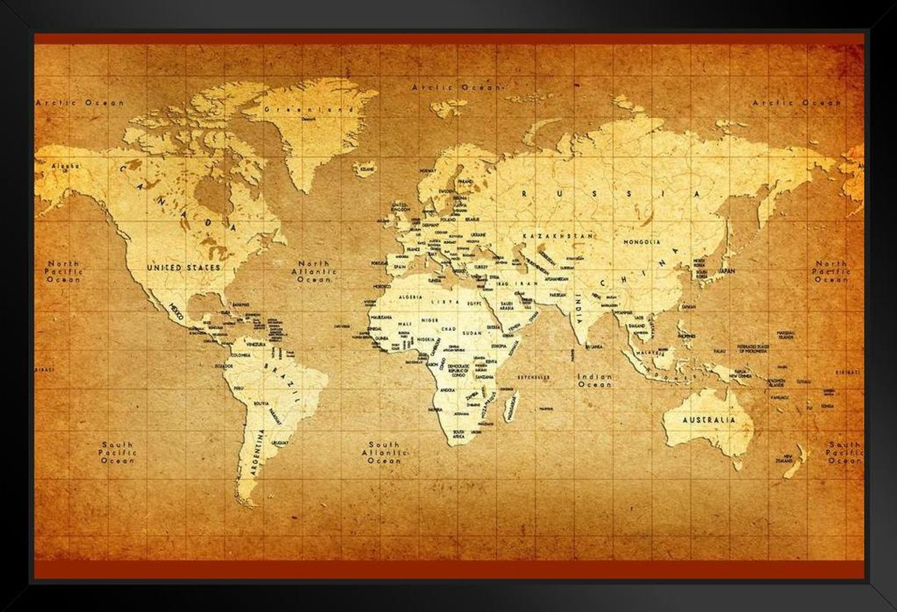 Detailed Old World Antique Style Map Travel World Map with Cities