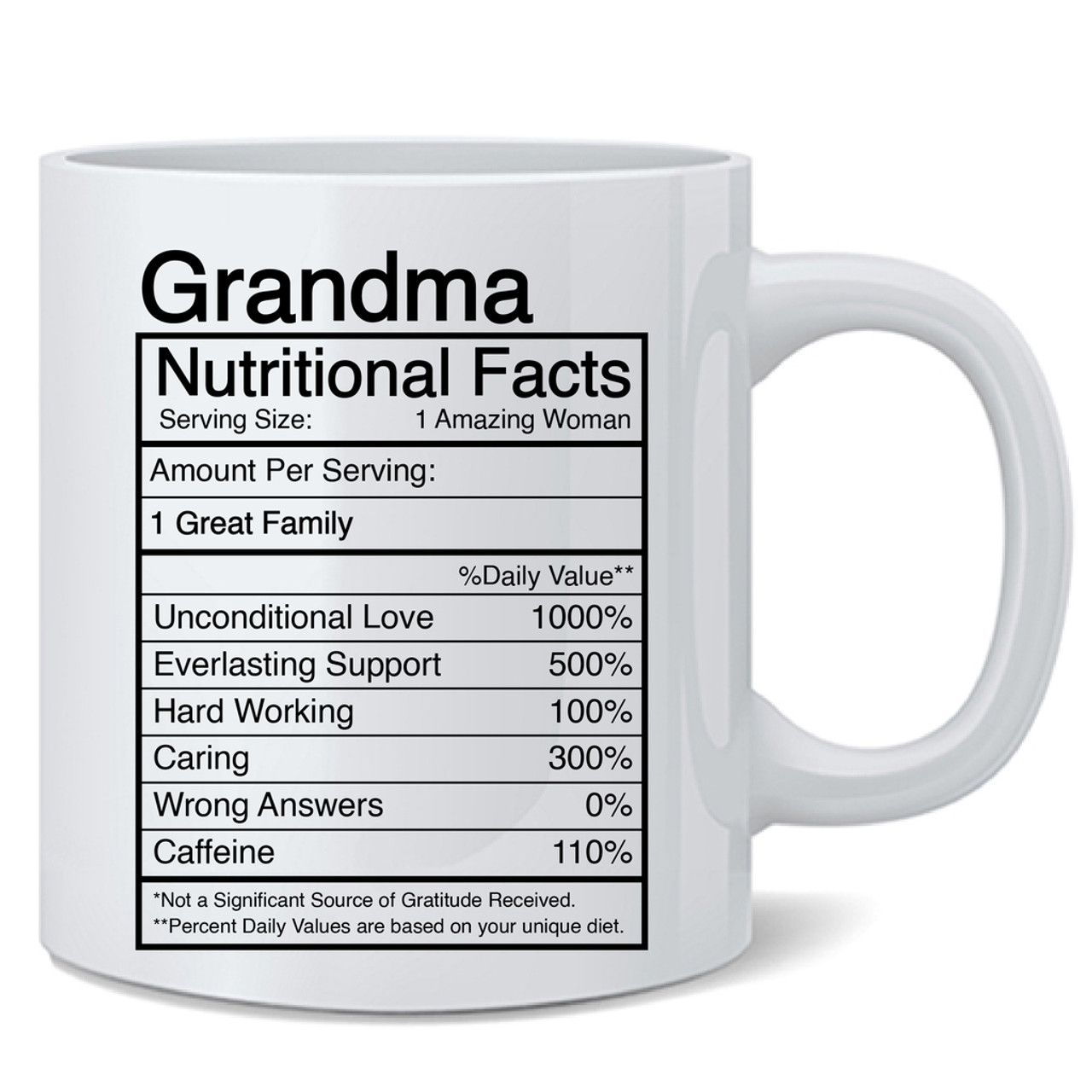 Mothers Day Gifts for Grandma, Best Grandma Gifts, Birthday Gifts for  Grandma Coffee Mug, Funny Nutrition Facts Grandma Mug, Christmas Gifts for