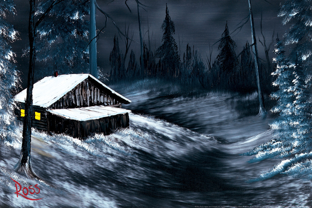 Bob Ross Winter Night Cool Wall Art Print Poster 18x12 - Poster