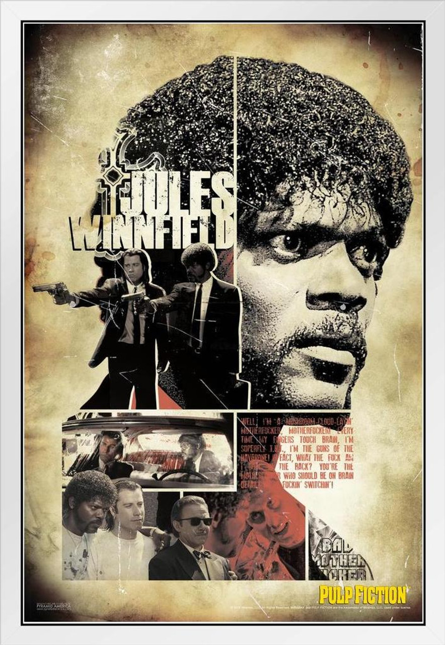 Pulp Fiction White Wood Framed Poster Jules Winnfield Bad MFer Neo