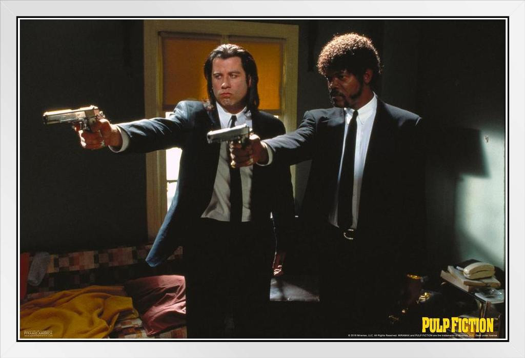 Pulp Fiction White Wood Framed Poster Jules Winnfield Vincent Vega