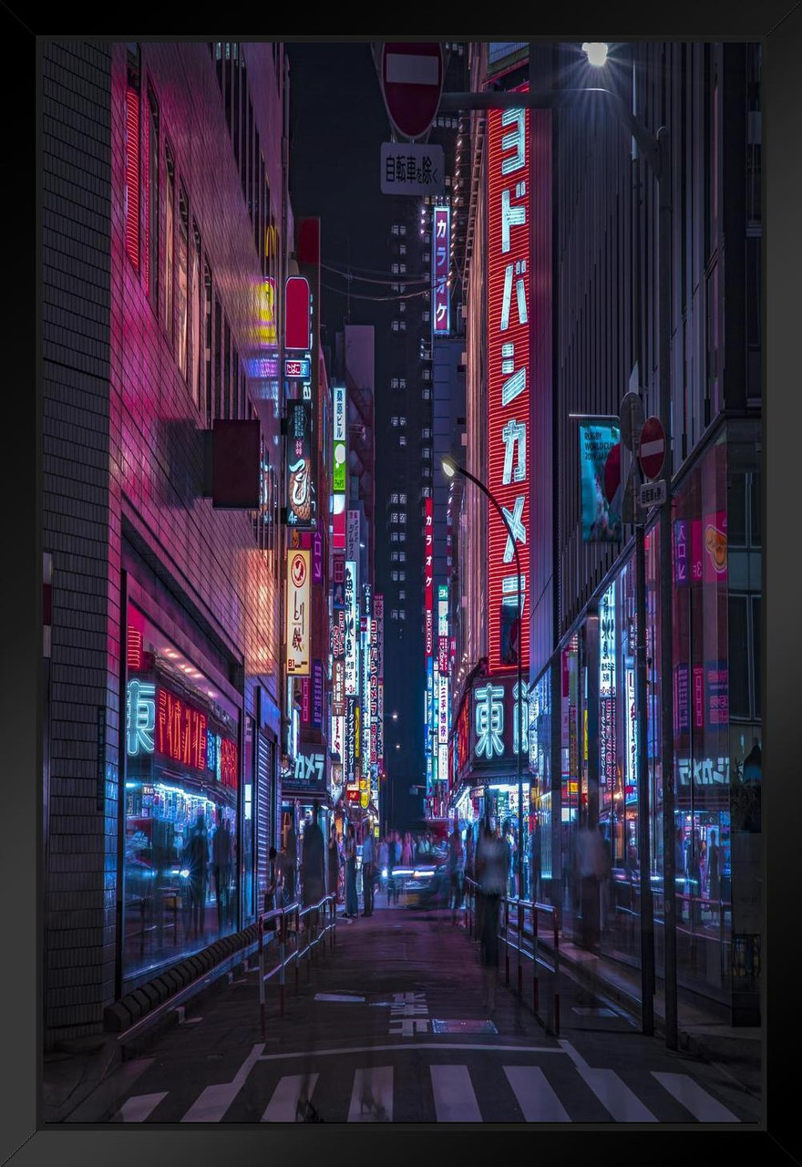 Neon Tokyo Poster Lofi Decor Neon Building Street Lights Night Downtown ...