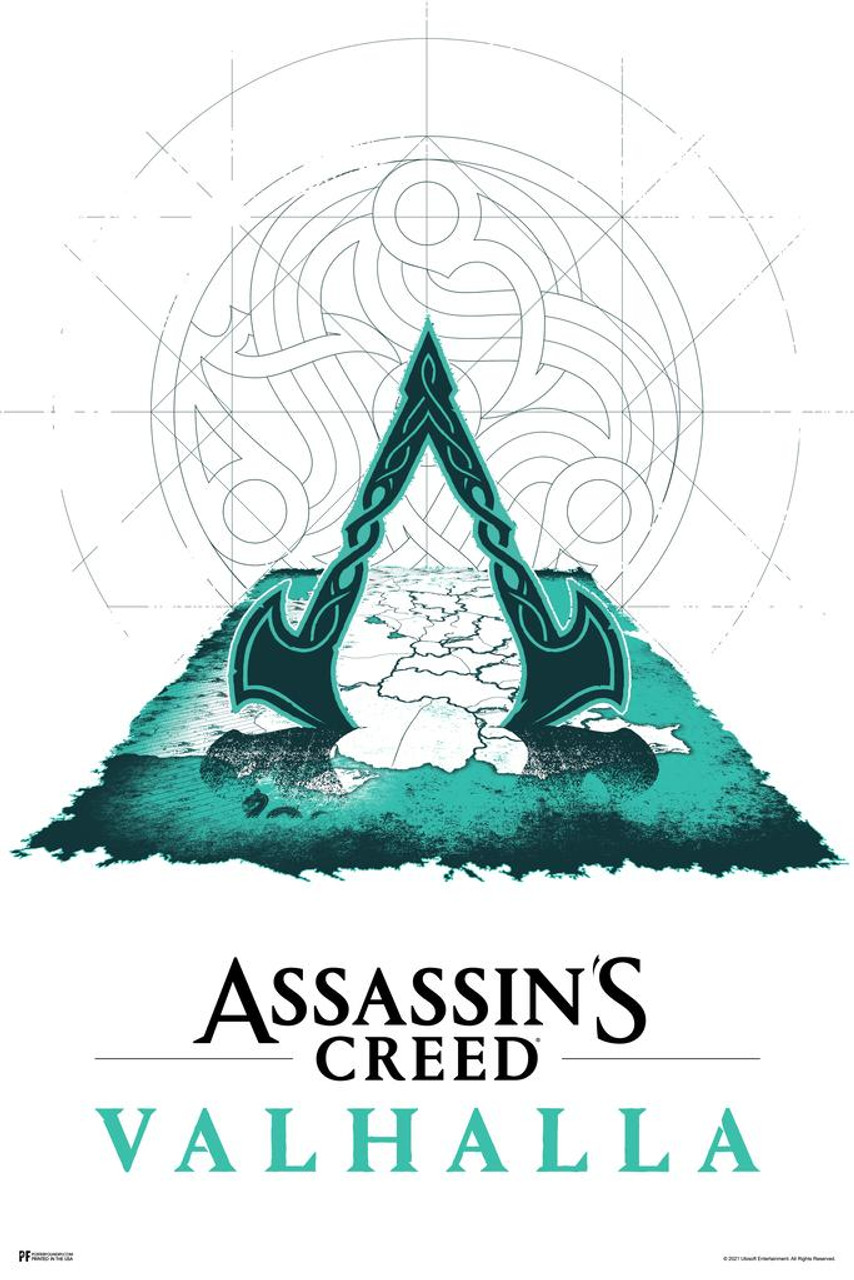 Laminated Assassins Creed Valhalla Merchandise Map Art White Background  Video Game Video Gaming Gamer Collectibles Viking Eivor Varinsdottir Poster  Dry Erase Sign 24x36 