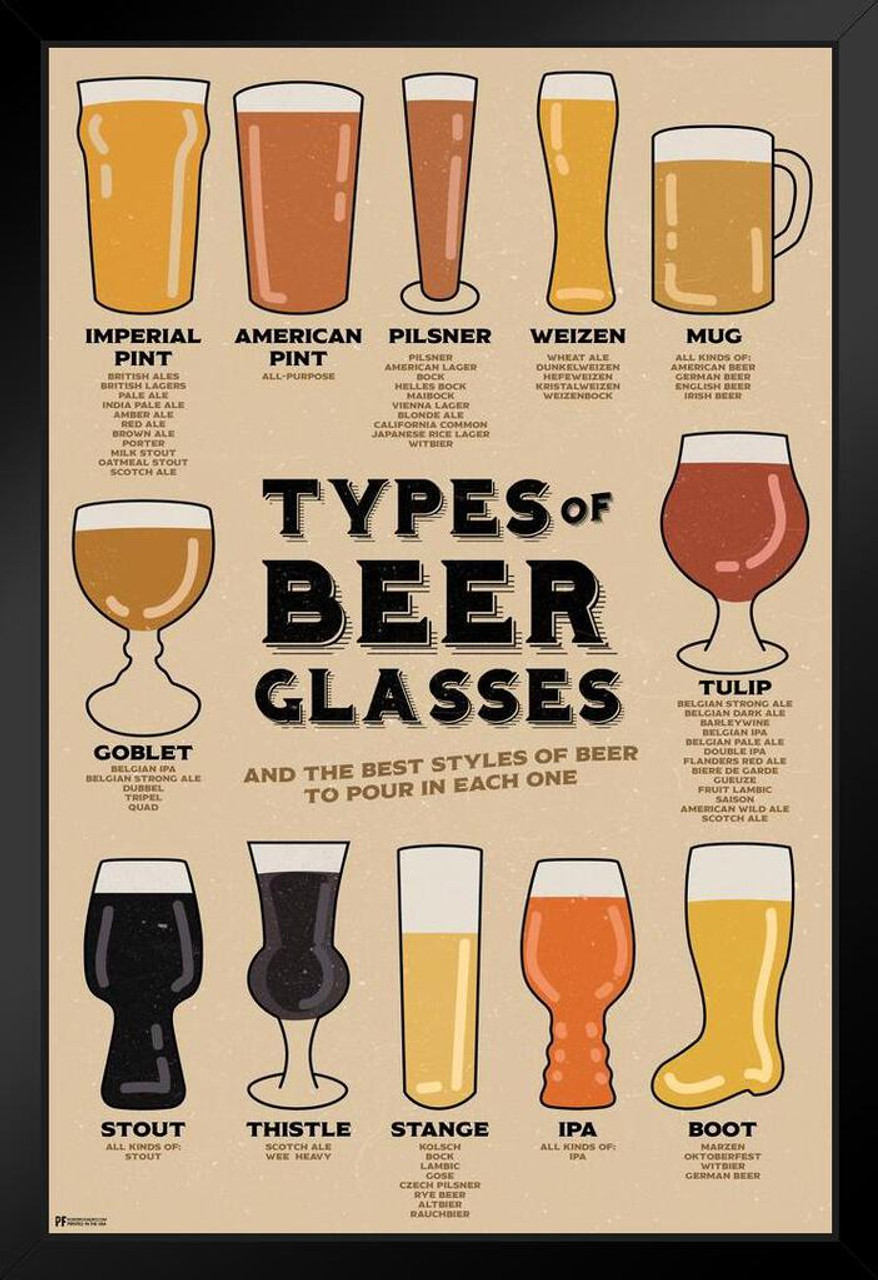 Types of Beer Glasses and Styles of Beer Reference Guide Chart Home Bar  Decor Pub Decor IPA Beer Mug Pint Glass Beer Sign Porter Stout Ale Beer  Stein Brewing Stand or Hang