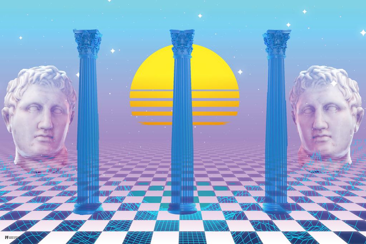 Laminated Fall of Rome Vaporwave Aesthetic Decor Retro Vintage 90s Y2K Room  Decor Neon Pink Bedroom Decor Indie Vibey Aesthetic Vaporwave Art Columns  Statue Chill Poster Dry Erase Sign 24x36 - Poster