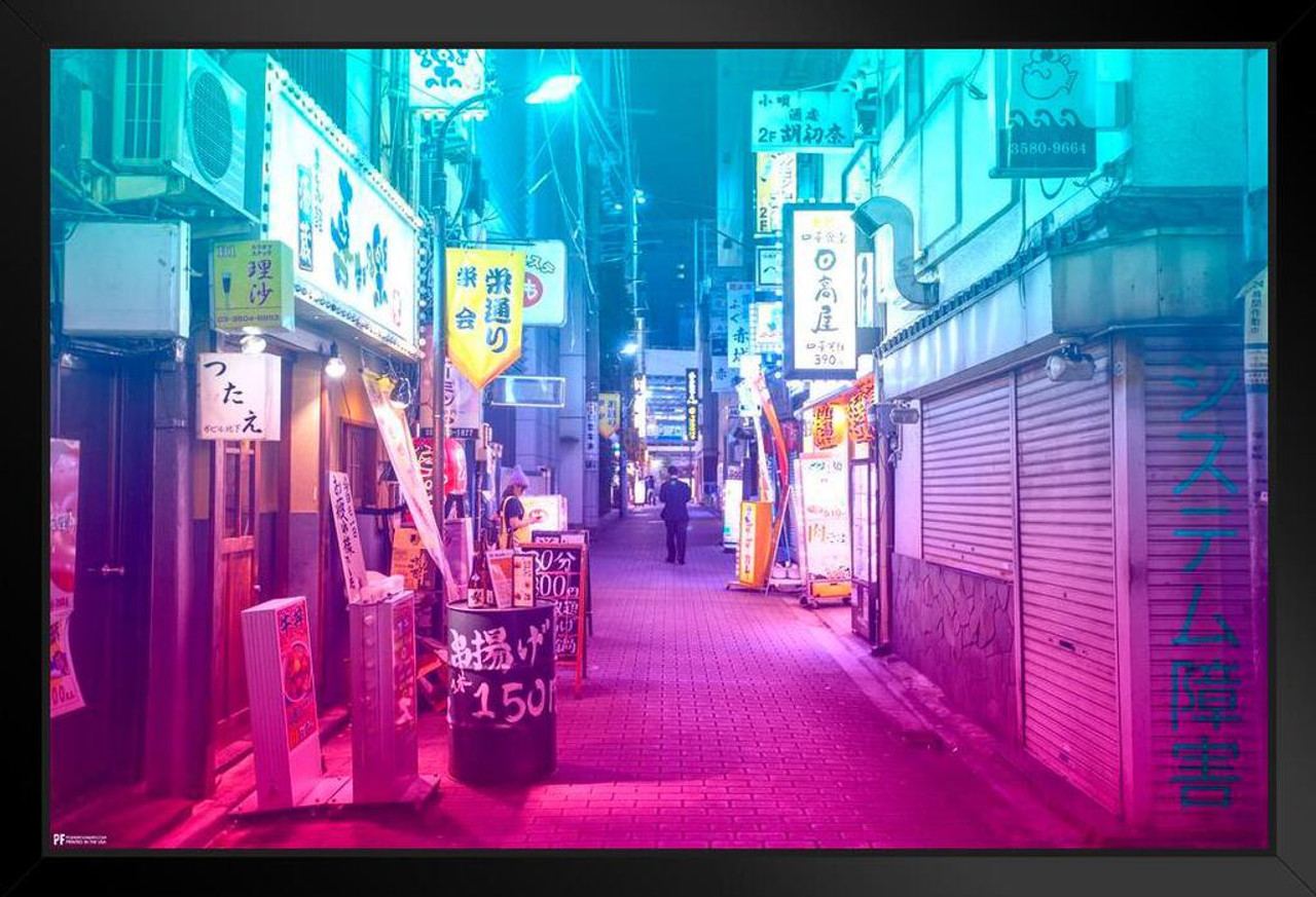 System Failure Japan Alley Photo Vaporwave Aesthetic Decor Retro Vintage  90s Y2K Room Decor Neon Pink Bedroom Decor Indie Vibey Aesthetic Teen  Bedroom Chill Stand or Hang Wood Frame Display 9x13 