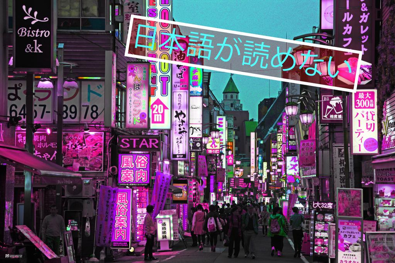 Can't Read Japanese Japan Alley Photo Vaporwave Aesthetic Decor